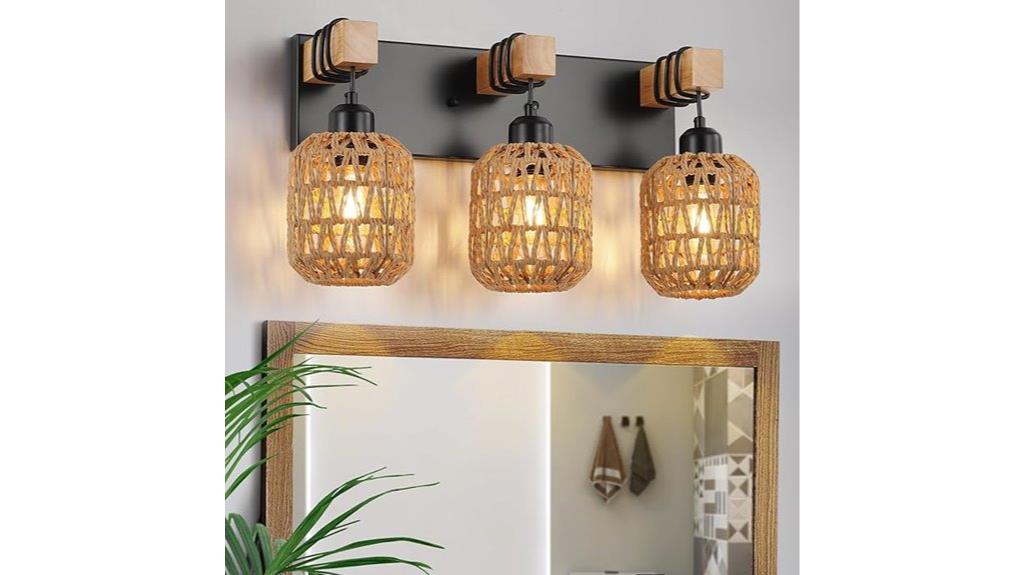 rustic wood wicker vanity