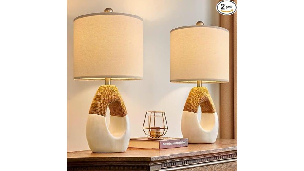 set of 2 rattan lamps