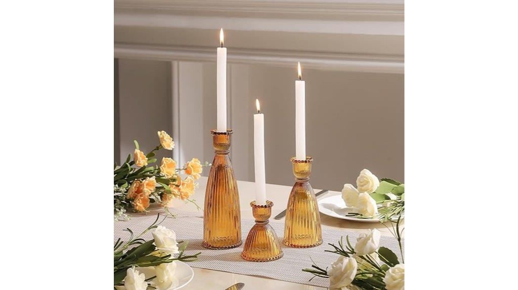 set of 3 glass candle holders