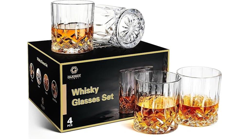 set of four lead free crystal whiskey glasses