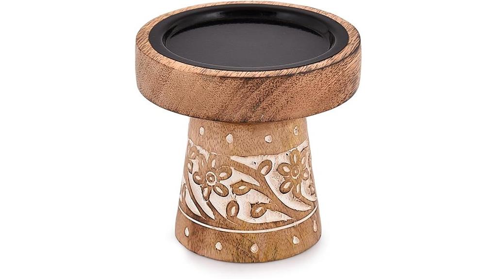 set of four mango wood candle holders