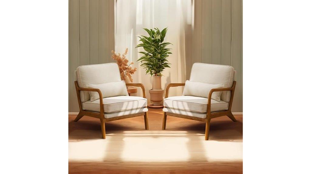 set of two beige chairs