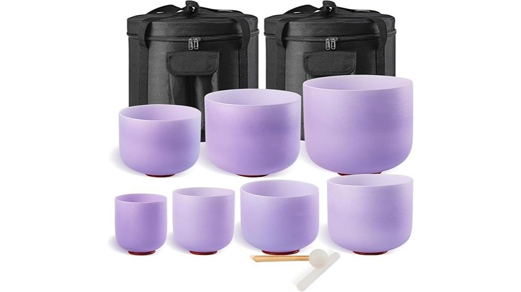 seven crystal singing bowls