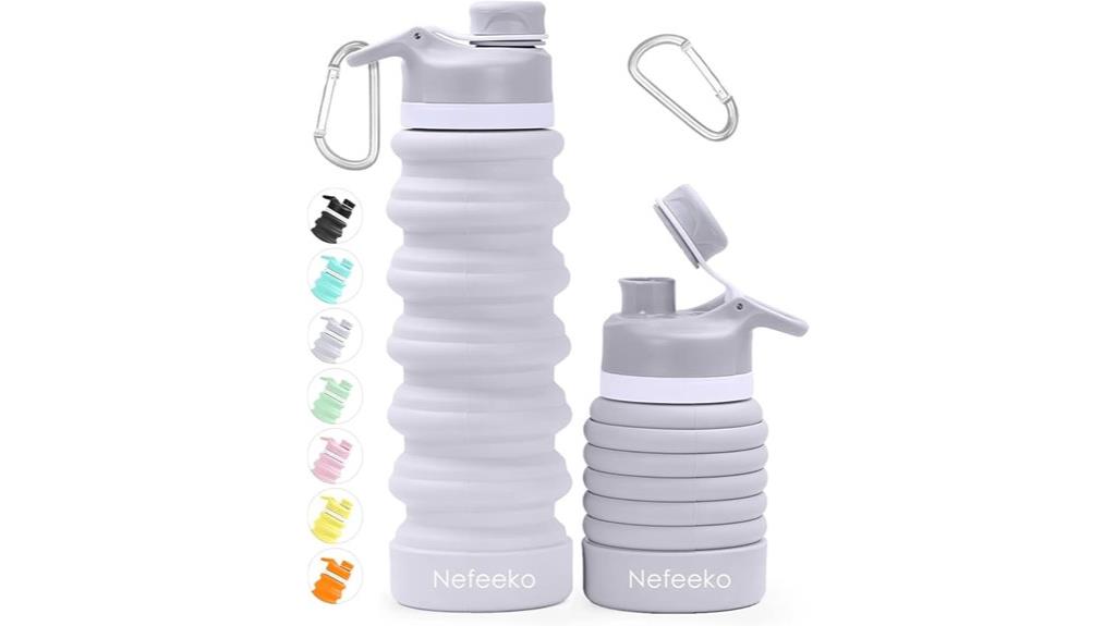 silicone water bottle with carabiner