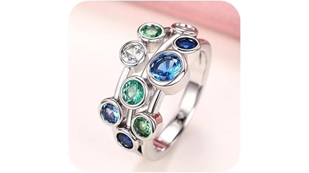 silver geometric gemstone ring