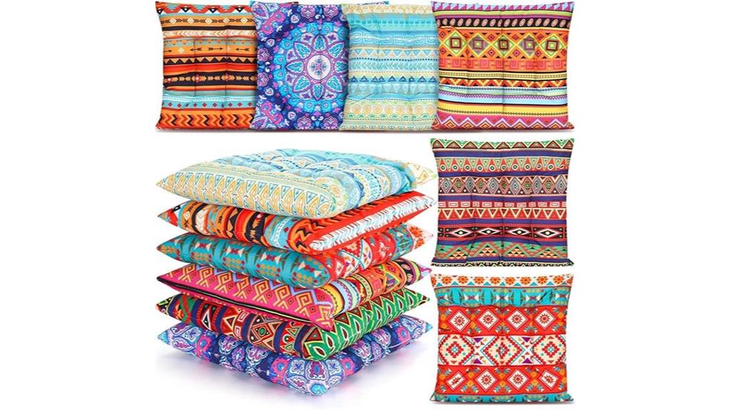 six bohemian floor cushions