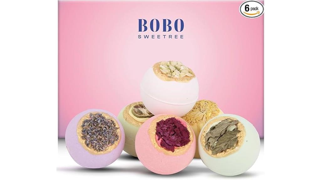 six floral essential bath bombs