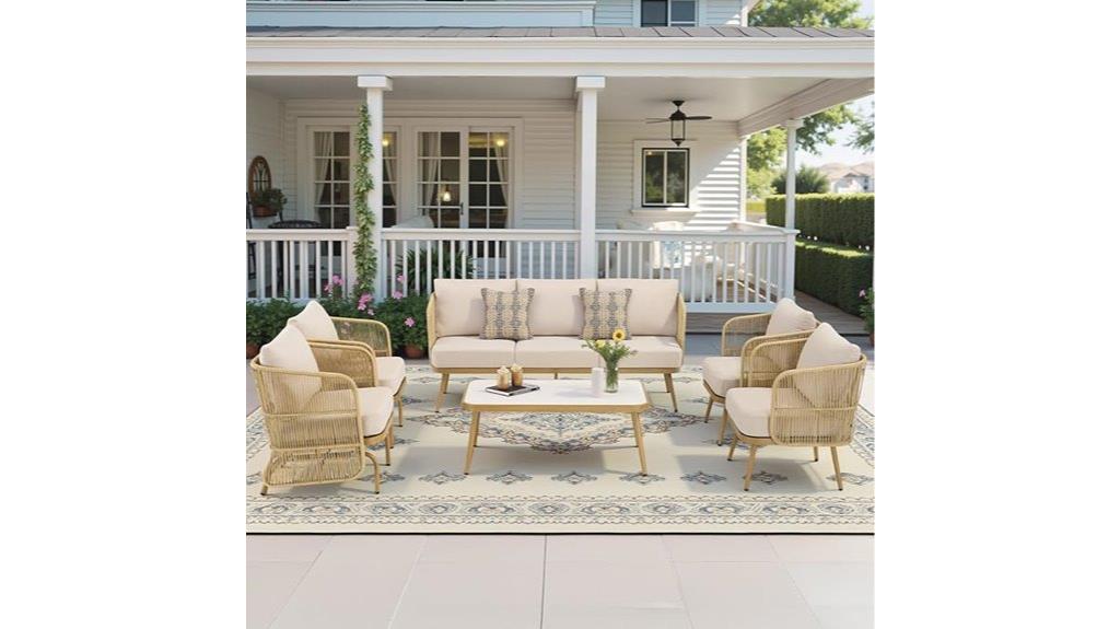 six piece outdoor wicker set