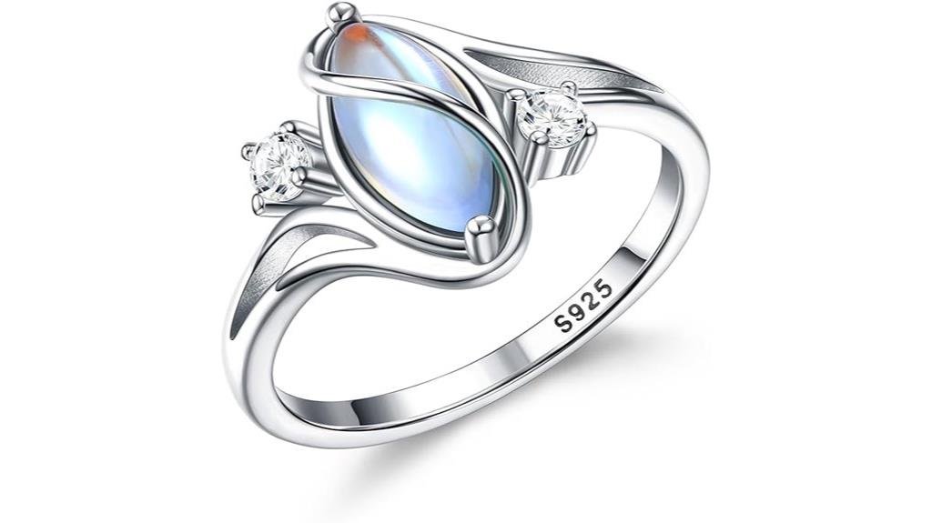 sterling moonstone zirconia rings