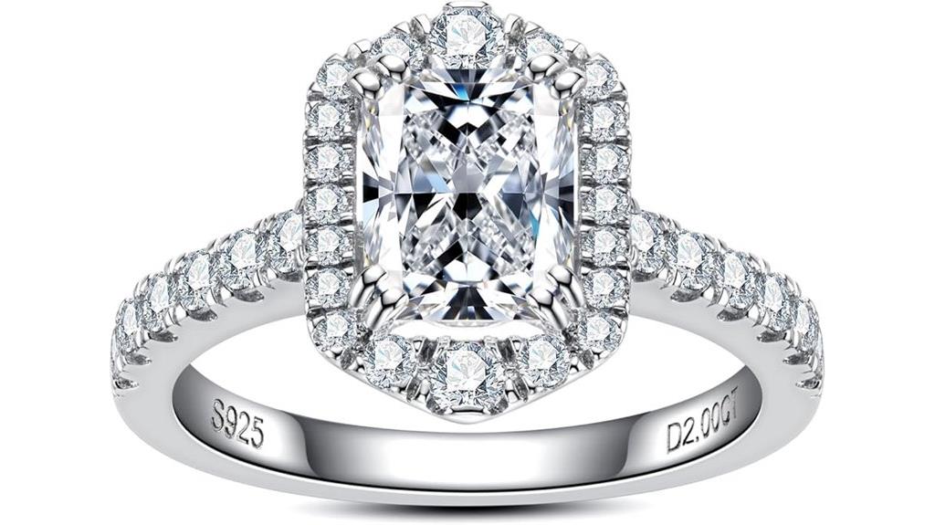sterling silver cushion moissanite