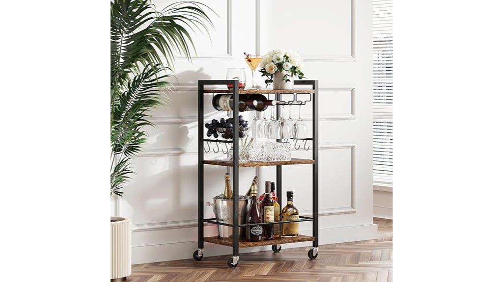 stylish 3 tier bar cart