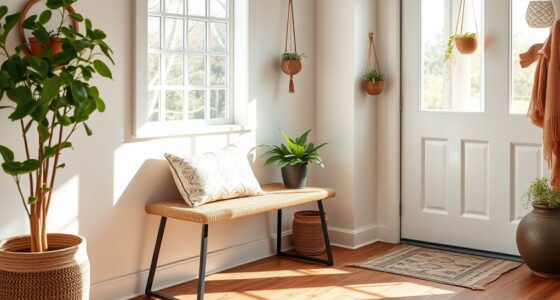stylish boho entryway benches