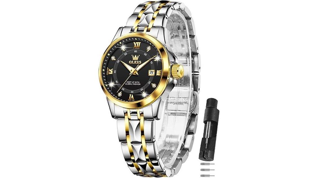 stylish waterproof two tone watch