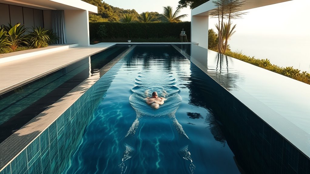 swimming laps in an endless pool