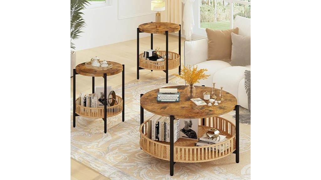 three piece coffee table set