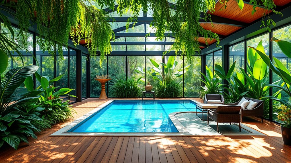 tropical greenery pool enclosures