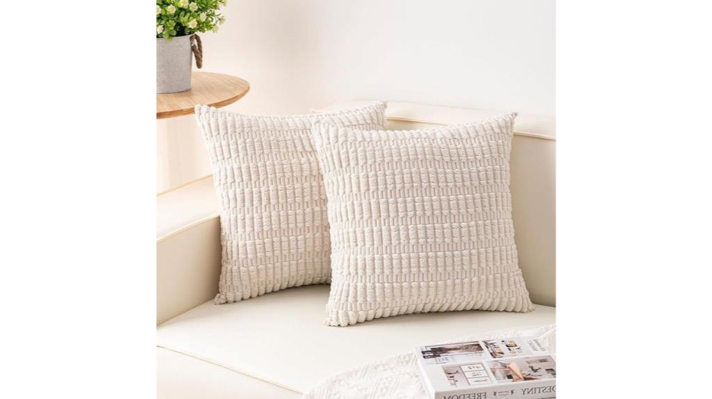two corduroy pillow covers