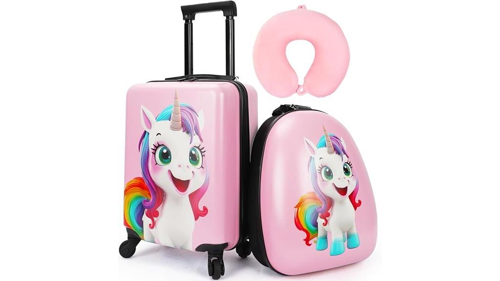 unicorn kids luggage set
