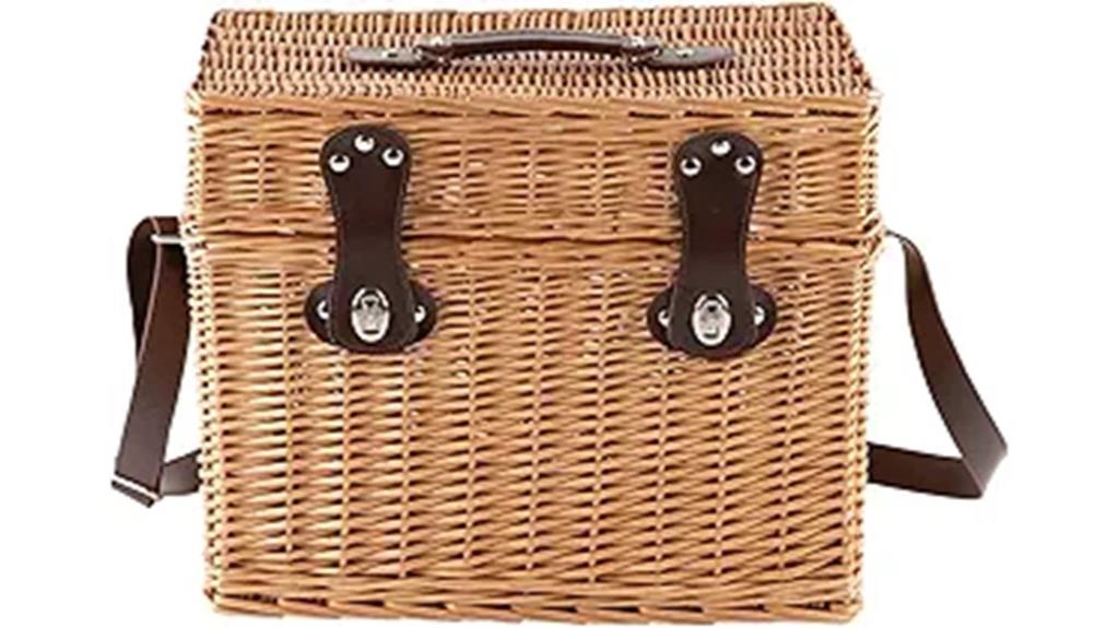 wicker basket with strap