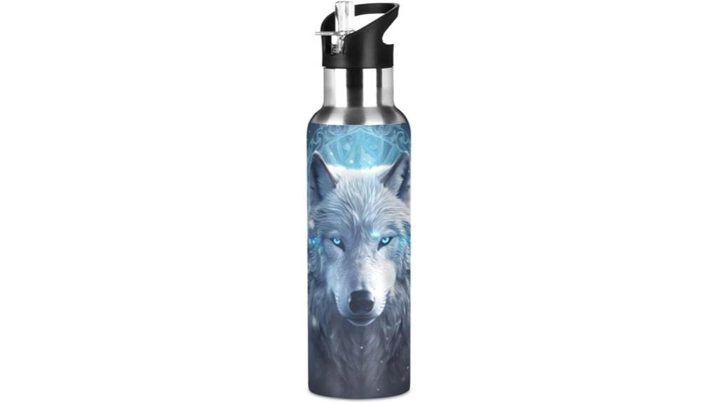 wolf boho stainless flask