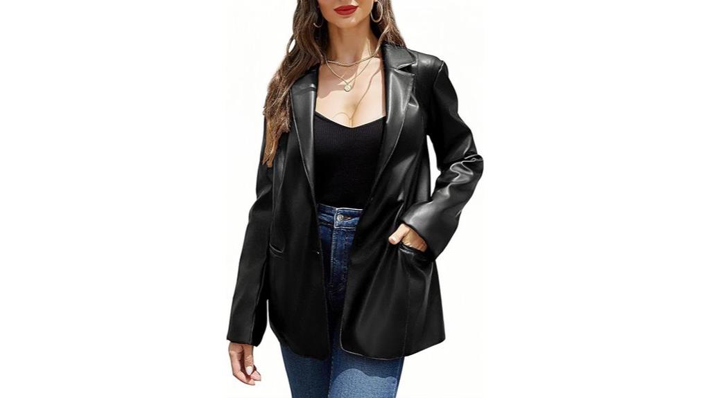 women s faux leather blazer