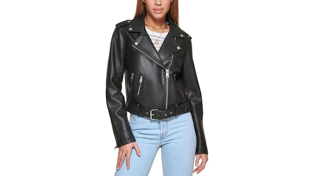 women s faux leather moto jacket