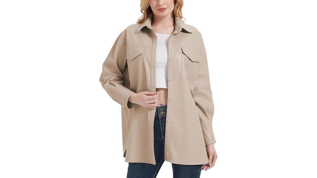 women s faux leather shacket