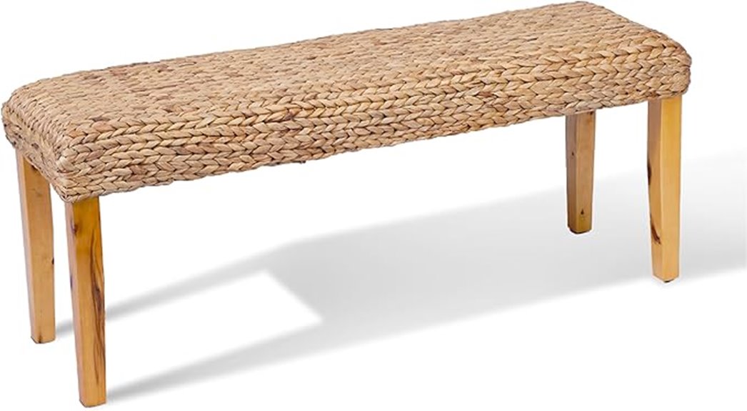 wooden bench with hyacinth