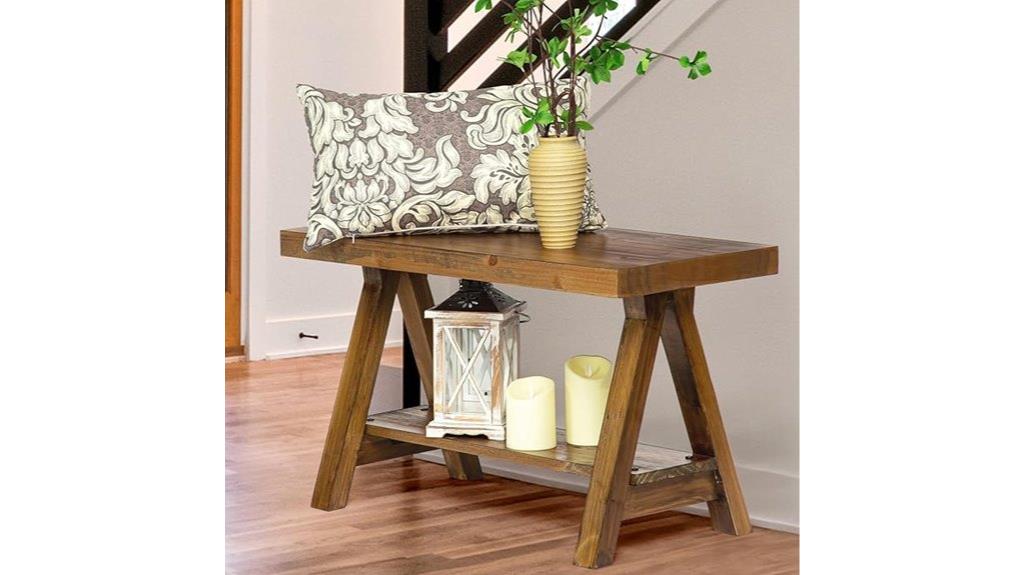 wooden farmhouse bench