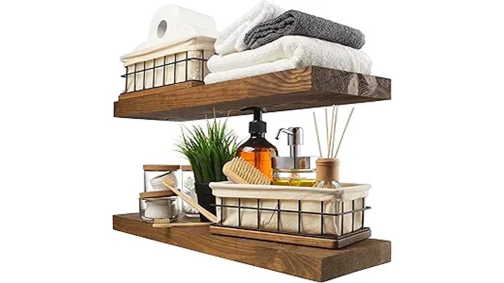 wooden floating shelves