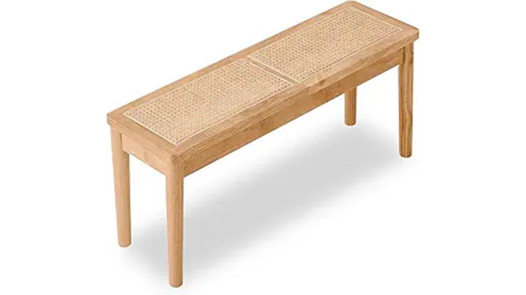 wooden rattan dining bench
