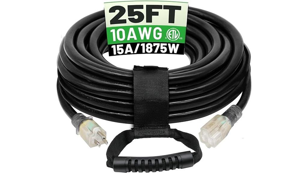 25 foot 10 3 black cord