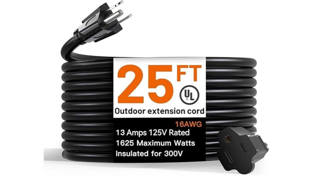 25 foot waterproof extension cord
