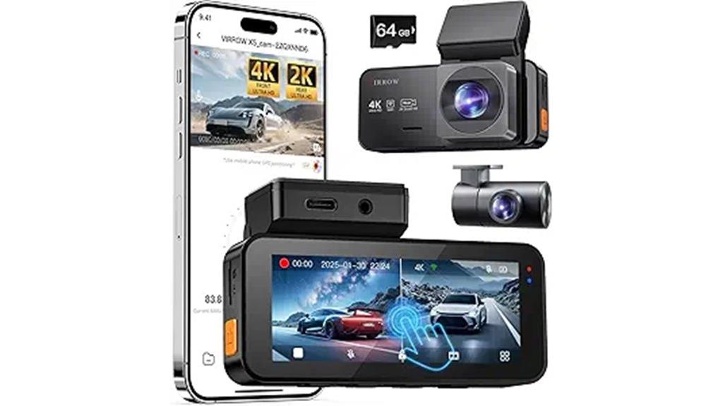 4k 2k dual dash cam