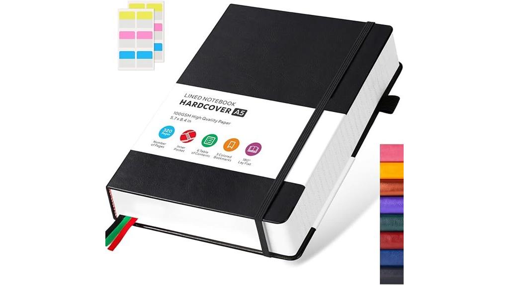 black hardcover lined journal