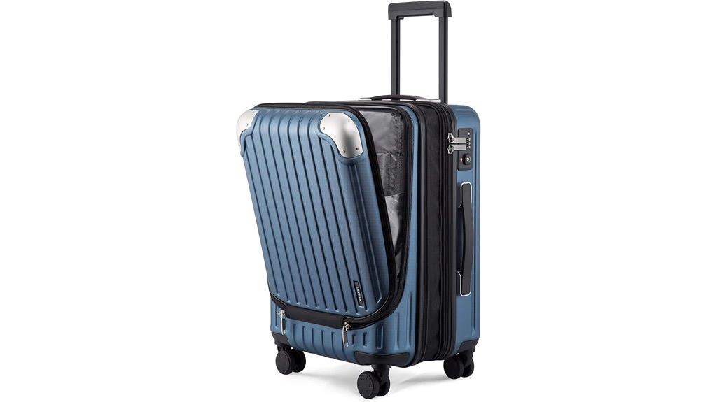 blue 20 inch spinner suitcase