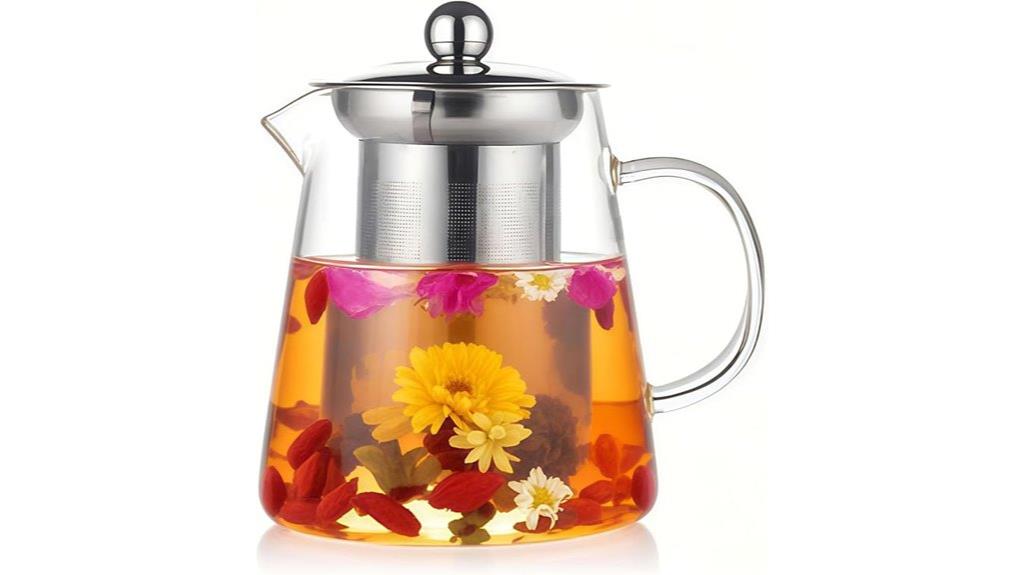 clear borosilicate tea pot
