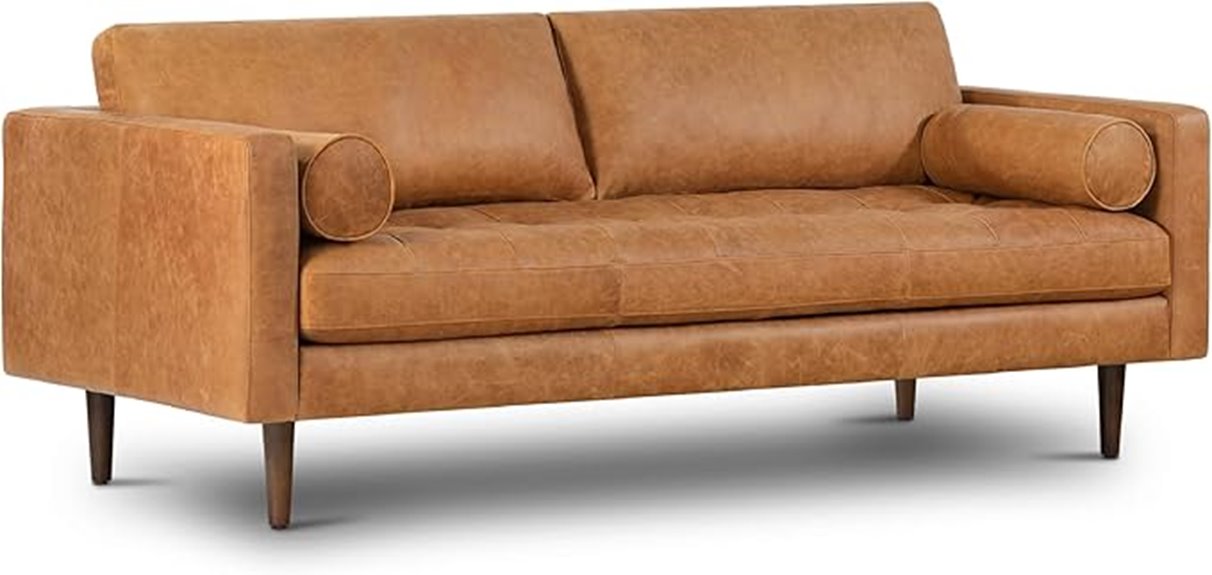 cognac tan leather couch