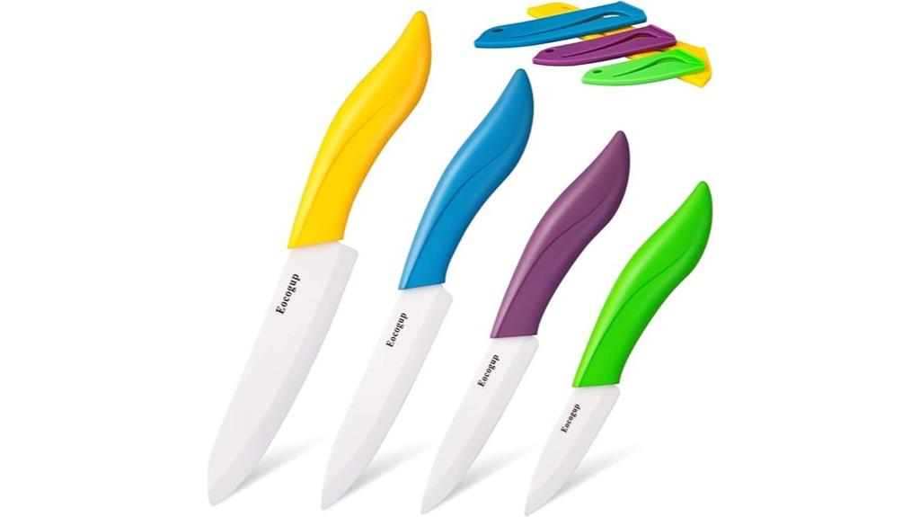 colorful ceramic knife set