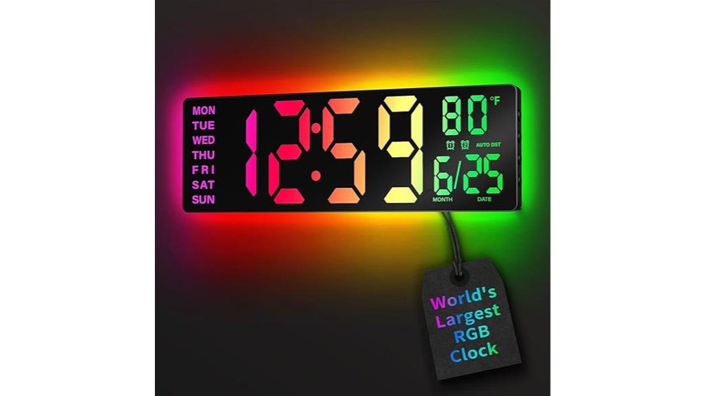 digital wall clock with rgb