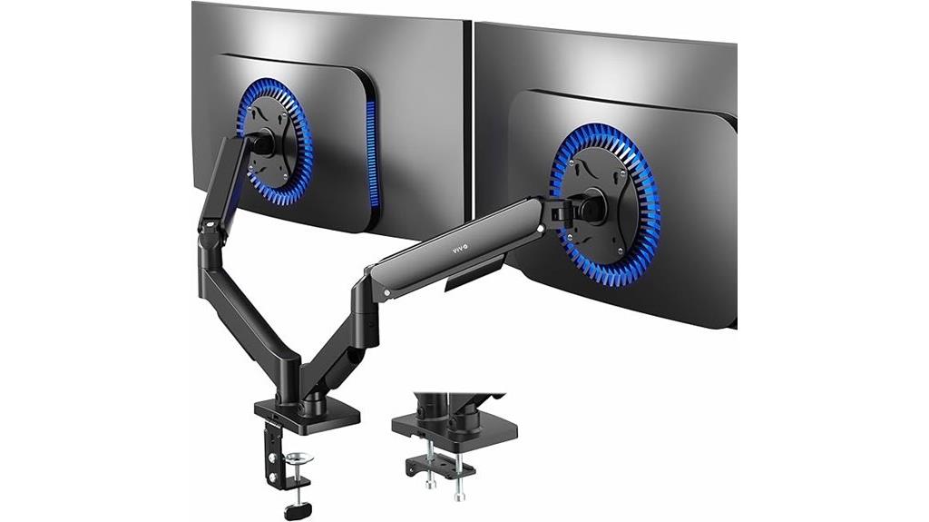 dual monitor pneumatic arm