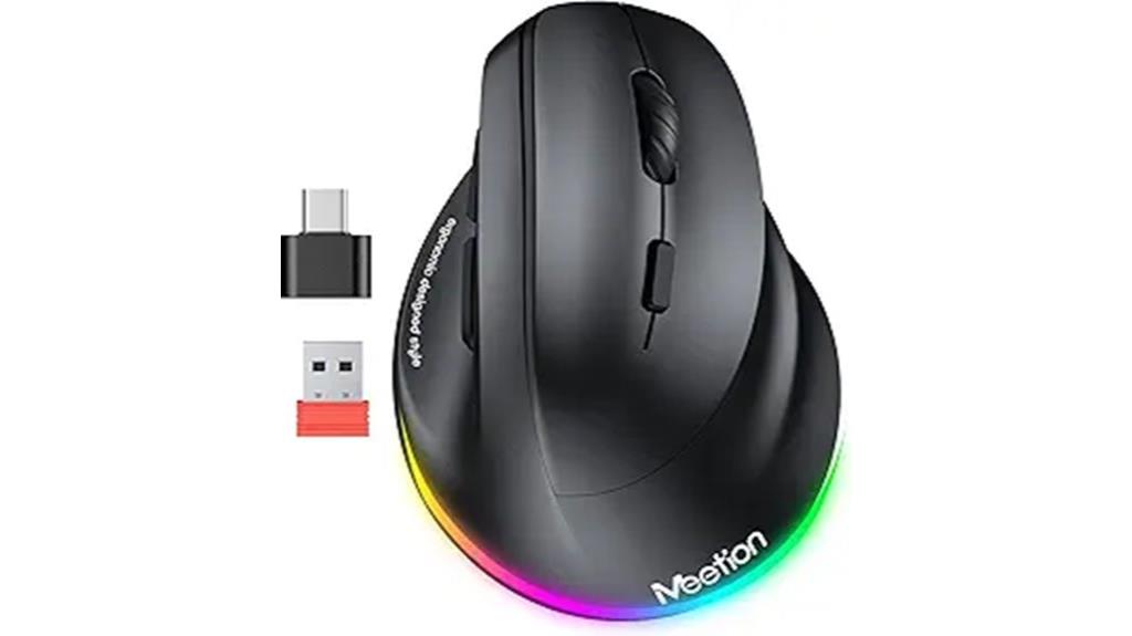 ergonomic rgb wireless mouse
