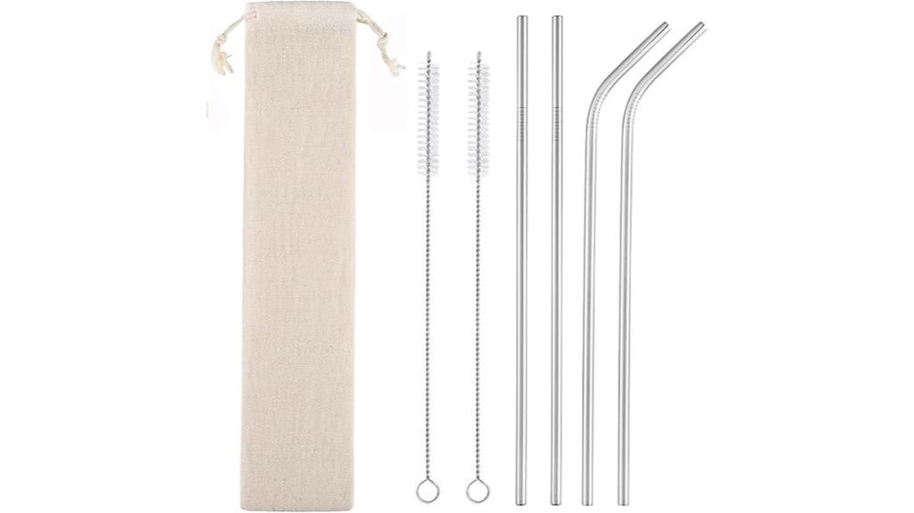 four metal straws set