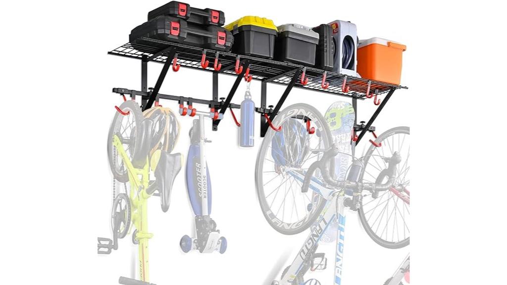 garage shelving with bike hooks