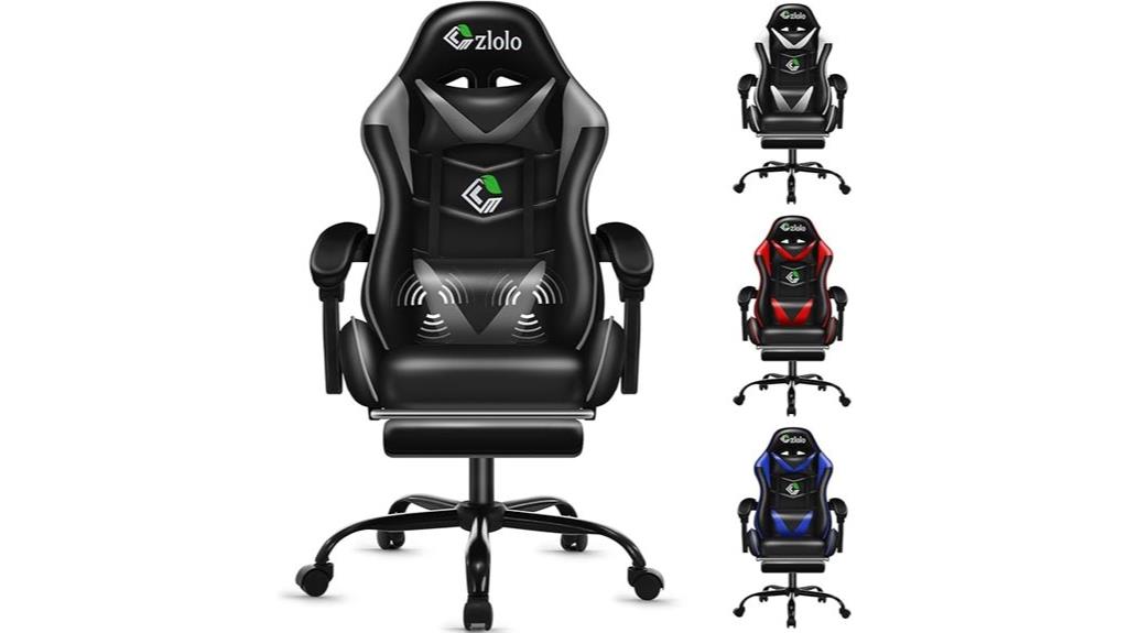 gray gaming chair with footrest