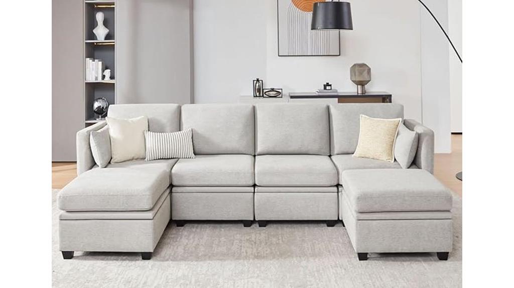 grey storage modular sofa