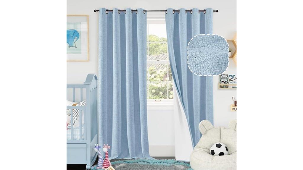 kids blue linen curtains
