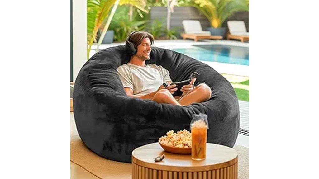 large charcoal grey bean bag