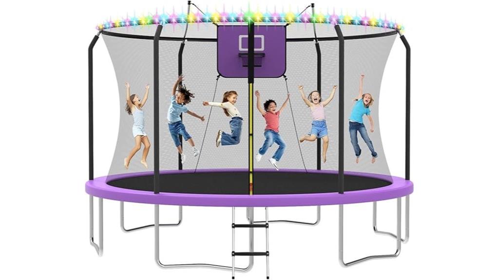 large outdoor trampoline with accessories