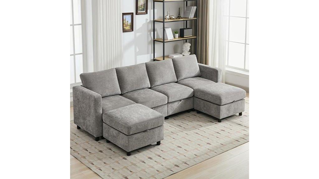light grey modular sofa